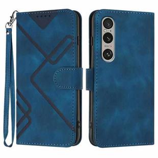 For Sony Xperia 1 VI Line Pattern Skin Feel Leather Phone Case(Royal Blue)