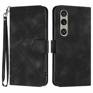 For Sony Xperia 1 VI Line Pattern Skin Feel Leather Phone Case(Black)