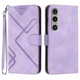 For Sony Xperia 1 VI Line Pattern Skin Feel Leather Phone Case(Light Purple)