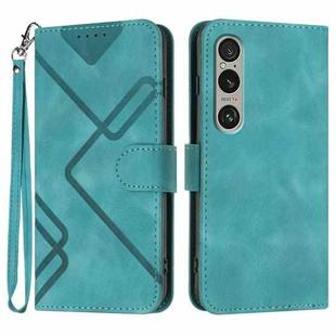 For Sony Xperia 1 VI Line Pattern Skin Feel Leather Phone Case(Light Blue)