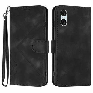 For Sony Xperia 10 VI Line Pattern Skin Feel Leather Phone Case(Black)