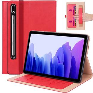 For Samsung Galaxy Tab S7 T870 (2020) Retro Texture PU + TPU Horizontal Flip Leather Case with Holder & Card Slots & Hand Strap(Red)