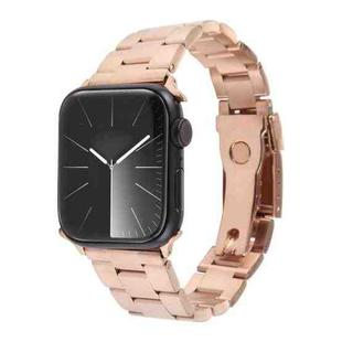 For Apple Watch SE 2023 40mm Three-Bead Stainless Steel Watch Band(Rose Gold)