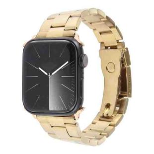For Apple Watch SE 44mm Three-Bead Stainless Steel Watch Band(Gold)