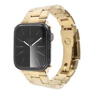 For Apple Watch 42mm Three-Bead Stainless Steel Watch Band(Gold)