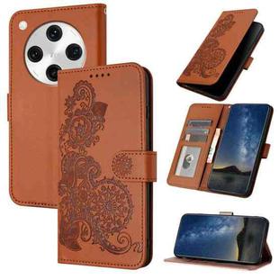 For OPPO Find X8 Pro Datura Flower Embossed Flip Leather Phone Case(Brown)