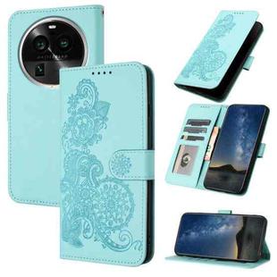 For OPPO Find X6 Pro Datura Flower Embossed Flip Leather Phone Case(Light Blue)