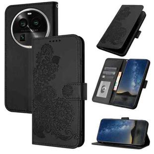 For OPPO Find X6 Pro Datura Flower Embossed Flip Leather Phone Case(Black)