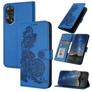 For OPPO Reno8 T 4G Datura Flower Embossed Flip Leather Phone Case(Blue)