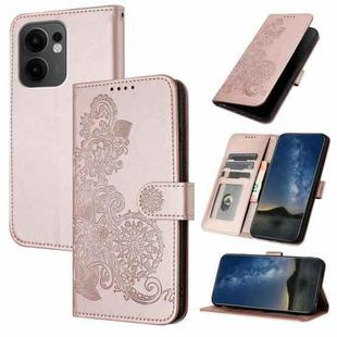 For OPPO Reno13 F 4G / 5G Datura Flower Embossed Flip Leather Phone Case(Rose Gold)