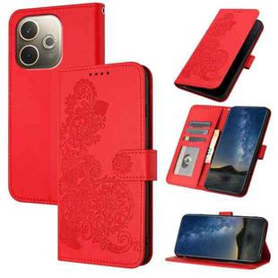For OPPO A5 Pro 5G Datura Flower Embossed Flip Leather Phone Case(Red)