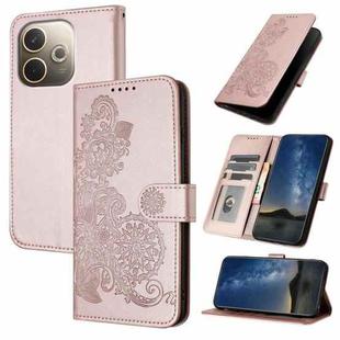 For OPPO A5 Pro 5G Datura Flower Embossed Flip Leather Phone Case(Rose Gold)