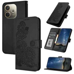 For OPPO A5 Pro 5G Datura Flower Embossed Flip Leather Phone Case(Black)