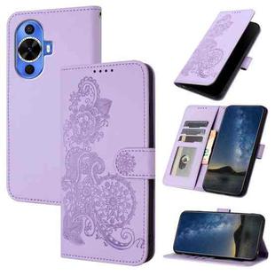For Huawei nova 12s Datura Flower Embossed Flip Leather Phone Case(Purple)
