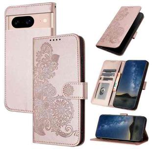 For Google Pixel 8a Datura Flower Embossed Flip Leather Phone Case(Rose Gold)