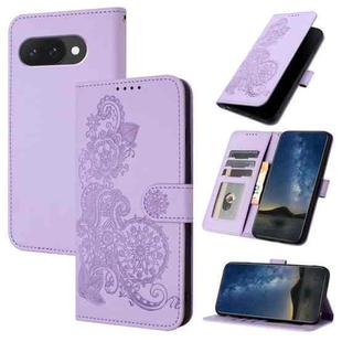 For Google Pixel 9a Datura Flower Embossed Flip Leather Phone Case(Purple)