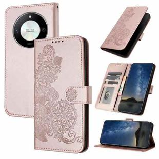 For Honor X50 / X9b Datura Flower Embossed Flip Leather Phone Case(Rose Gold)