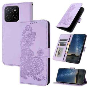 For Honor X5b / X5b Plus Global Datura Flower Embossed Flip Leather Phone Case(Purple)