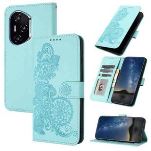 For Honor 400 Global 156.5mm Datura Flower Embossed Flip Leather Phone Case(Light Blue)