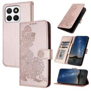 For Honor X8c 4G Datura Flower Embossed Flip Leather Phone Case(Rose Gold)