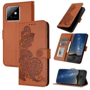 For Honor X60 GT Datura Flower Embossed Flip Leather Phone Case(Brown)