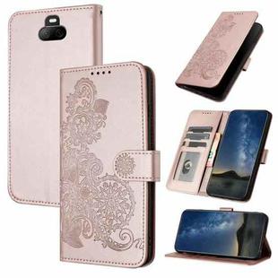 For Sony Xperia 20 Datura Flower Embossed Flip Leather Phone Case(Rose Gold)