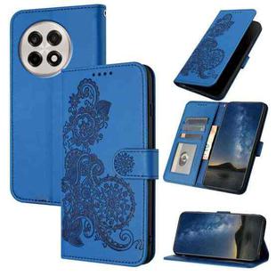 For OnePlus Ace 5 / 13R Global Datura Flower Embossed Flip Leather Phone Case(Blue)