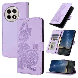 For OnePlus Ace 5 / 13R Global Datura Flower Embossed Flip Leather Phone Case(Purple)
