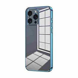 For iPhone 15 Pro Max Transparent Plating Fine Hole Phone Case(Blue)