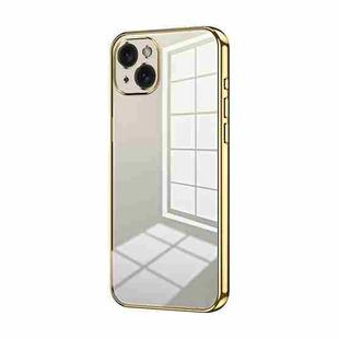 For iPhone 15 Plus Transparent Plating Fine Hole Phone Case(Gold)
