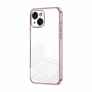 For iPhone 15 Transparent Plating Fine Hole Phone Case(Pink)