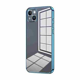 For iPhone 14 Plus Transparent Plating Fine Hole Phone Case(Blue)
