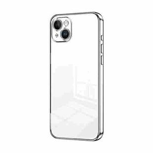 For iPhone 14 Plus Transparent Plating Fine Hole Phone Case(Silver)