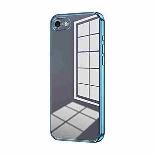 For iPhone SE 2022 / 2020 / 8 / 7 Transparent Plating Fine Hole Phone Case(Blue)