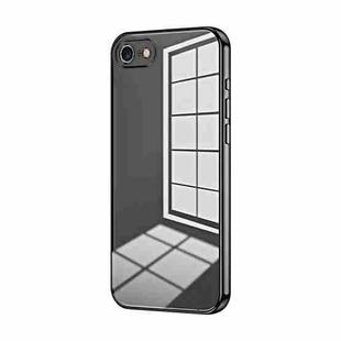 For iPhone SE 2022 / 2020 / 8 / 7 Transparent Plating Fine Hole Phone Case(Black)