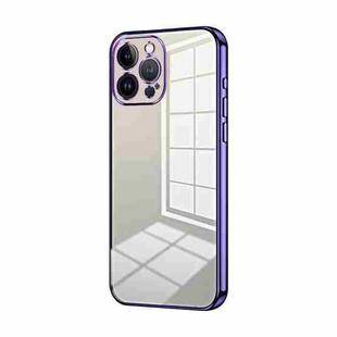 For iPhone 13 Pro Max Transparent Plating Fine Hole Phone Case(Purple)