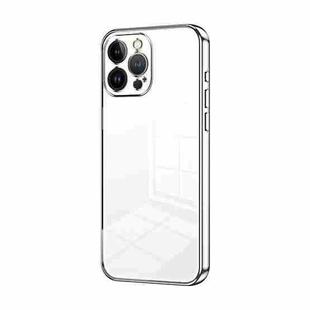 For iPhone 13 Pro Max Transparent Plating Fine Hole Phone Case(Silver)