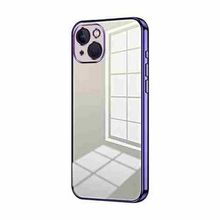 For iPhone 13 Transparent Plating Fine Hole Phone Case(Purple)