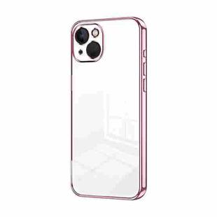 For iPhone 13 Transparent Plating Fine Hole Phone Case(Pink)