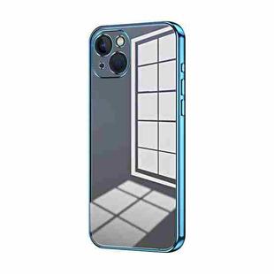 For iPhone 13 Transparent Plating Fine Hole Phone Case(Blue)