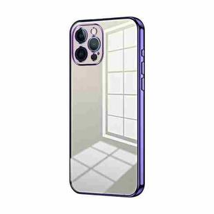 For iPhone 12 Pro Max Transparent Plating Fine Hole Phone Case(Purple)