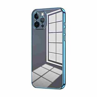 For iPhone 12 Pro Max Transparent Plating Fine Hole Phone Case(Blue)