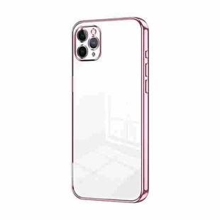 For iPhone 11 Pro Max Transparent Plating Fine Hole Phone Case(Pink)