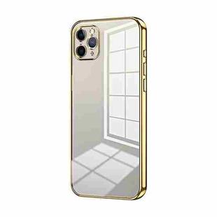 For iPhone 11 Pro Max Transparent Plating Fine Hole Phone Case(Gold)