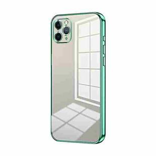 For iPhone 11 Pro Max Transparent Plating Fine Hole Phone Case(Green)