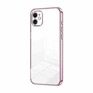 For iPhone 11 Transparent Plating Fine Hole Phone Case(Pink)
