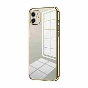 For iPhone 11 Transparent Plating Fine Hole Phone Case(Gold)