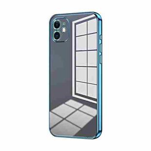For iPhone 11 Transparent Plating Fine Hole Phone Case(Blue)