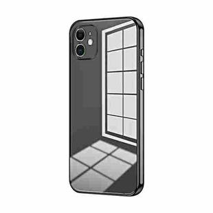 For iPhone 11 Transparent Plating Fine Hole Phone Case(Black)