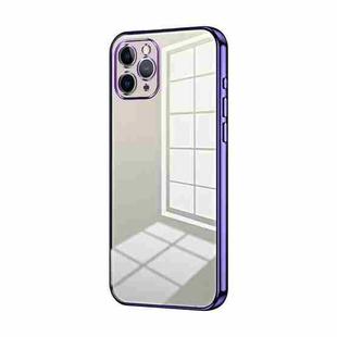 For iPhone 11 Pro Transparent Plating Fine Hole Phone Case(Purple)
